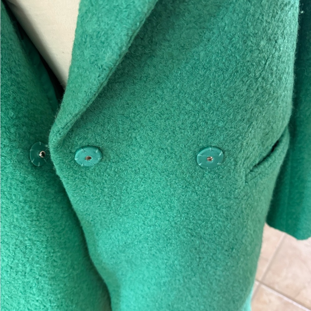 Beautiful Vintage Boucle Knit COAT SZ M Fabulous Buttons Kelly Green Gorgeous! - Picture 12 of 15